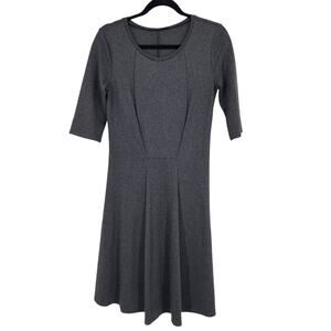 Weekend MaxMara Gray A-Line Fit & Flare Dress Size Med Knee-Length Stretch Knit